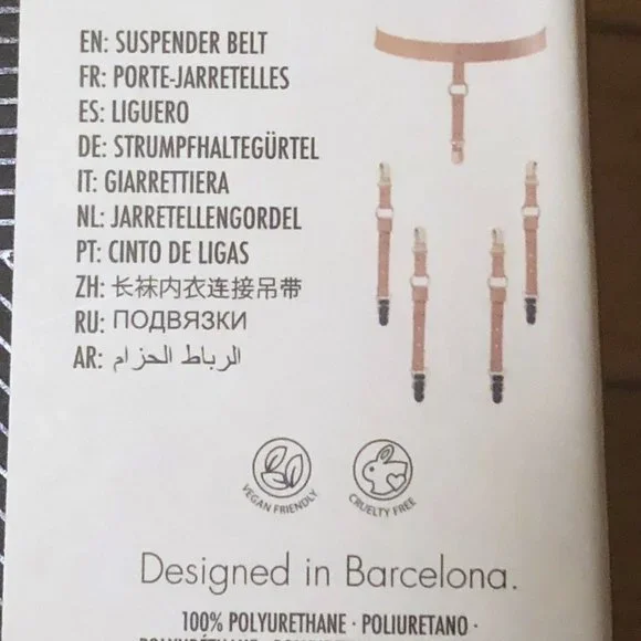 BIJOUX new SUSPENDER BELT & GARTERS 'MAZE' One Size NWT Tan Brown SEXY! gift - Picture 6 of 8